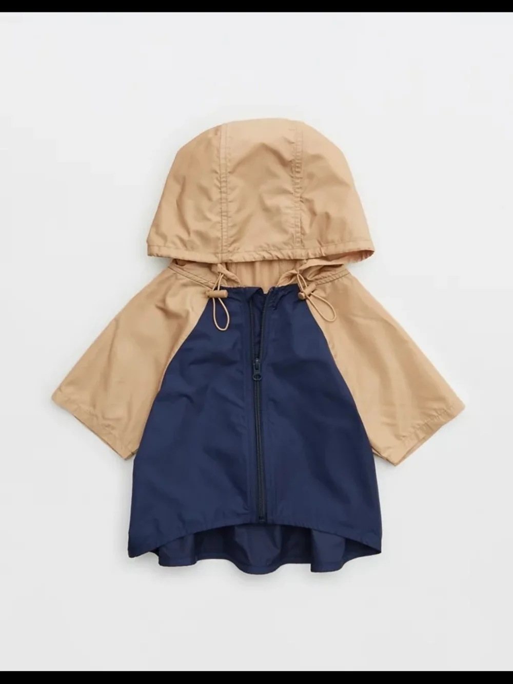 Off Leash By Aerie Navy & Tan Windbreaker Dog Coat with Hood